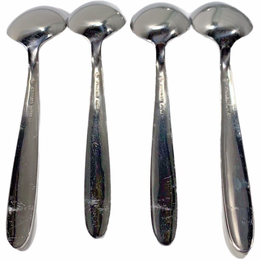 Set 4 Imperial Int'l Stainless Ivy Pattern Dinner Spoons Japan Cutlers Guild Ltd - Picture 6 of 8